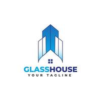 maison de verre et logo du bâtiment vecteur