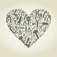 coeur recueilli à partir d'outils. une illustration vectorielle vecteur