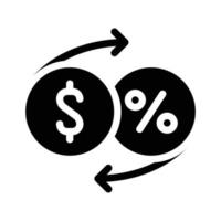 Illustration vectorielle de l'icône de glyphe de retour de pourcentage d'argent vecteur