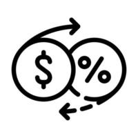 Illustration vectorielle de l'icône de la ligne de retour en pourcentage de l'argent vecteur