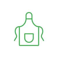 eps10 tablier vectoriel vert ou icône de ligne uniforme de cuisson ou logo isolé sur fond blanc. symbole de vêtement de tablier de cuisine dans un style moderne simple et plat pour la conception de votre site Web et votre application mobile