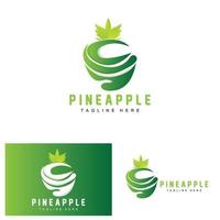 création de logo d'ananas, vecteur de fruits frais, illustration de plantation, étiquette de marque de produits de fruits