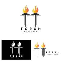 logo de la torche, conception du feu, logo de la lettre, icône de la marque du produit vecteur