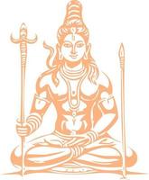 dessin au trait dieu hindou shiva vecteur