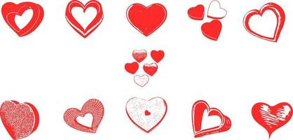 dessins de coeur d'amour de couleur rouge sur fond blanc vecteur