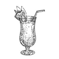 pina colada cocktail croquis vecteur dessiné à la main