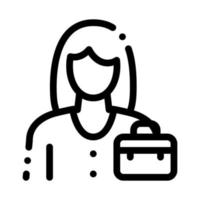 femme affaires, employé, ligne, icône, vecteur, illustration, signe vecteur