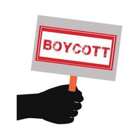 signe d'image vectorielle de boycott dans l'illustration de conception de vecteur de main. protestation, conflit.