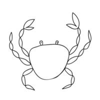 illustration vectorielle de crabe. crabe mignon dessiné à la main. animaux marins, fruits de mer, vie marine. vecteur
