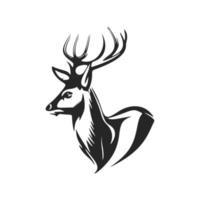 élégant logo vectoriel noir et blanc pour une marque de luxe avec un cerf avec de gros bois.