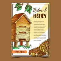 nid d'abeille et vecteur d'affiche de ruche en bois de ferme