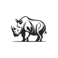 création de logo vectoriel rhinocéros noir et blanc élégant.