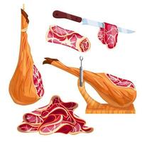 jambon, viande, nourriture, ensemble, dessin animé, vecteur, illustration vecteur