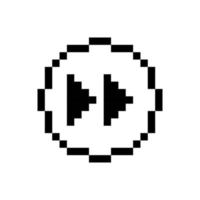 bouton de rembobinage noir, style de conception pixel art. vecteur