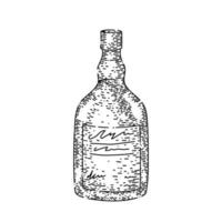 bouteille de rhum croquis vecteur dessiné à la main