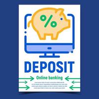 vecteur d'affiche de promotion bancaire en ligne de dépôt