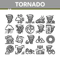 icônes de collection tornade et ouragan set vector