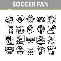 icônes de collection d'attributs de fan de football mis en vecteur