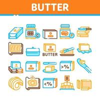 icônes de collection de beurre ou de margarine définies vecteur