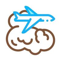 avion vole dans les nuages icône vecteur contour illustration