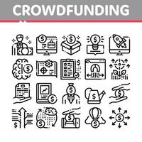 icônes de collecte d'entreprise crowdfunding set vector