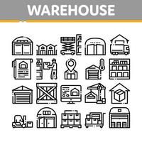 icônes de collection d'entrepôt et de stockage définies vecteur