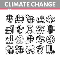 changement climatique écologie collection icônes définies vecteur