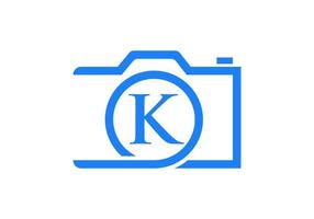 création de logo de photographie lettre k. modèle de photographie d'inspiration de conception de logo d'appareil photo vecteur