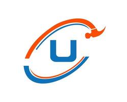 logo de réparation lettre u. logo de construction de maison vecteur