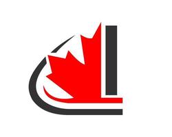 feuille d'érable rouge canadienne avec concept de lettre i. création de logo feuille d'érable vecteur