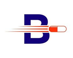 logo de médecine lettre b avec symbole de pilule ou de capsule de médecine vecteur