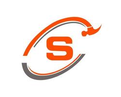 logo de réparation de la lettre s. logo de construction de maison vecteur