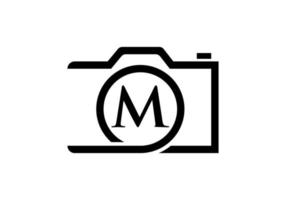 création de logo de photographie lettre m. modèle de photographie d'inspiration de conception de logo d'appareil photo vecteur