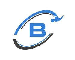 logo de réparation lettre b. logo de construction de maison vecteur