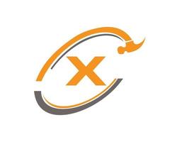 lettre x logo de réparation. logo de construction de maison vecteur
