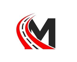 logo de transport avec concept de lettre m. modèle de conception de logo de route vecteur