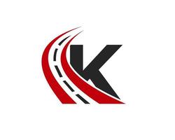 logo de transport avec le concept de lettre k. modèle de conception de logo de route vecteur