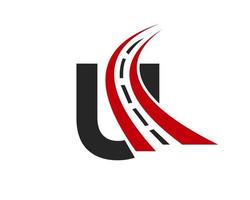 logo de transport avec concept de lettre u. modèle de conception de logo de route vecteur