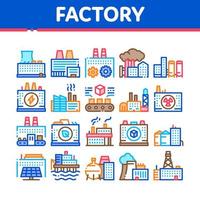 icônes de collection industrielle usine set vector