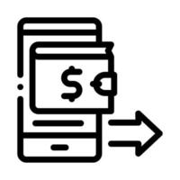 paiement par carte via l'illustration du contour vectoriel de l'icône du smartphone