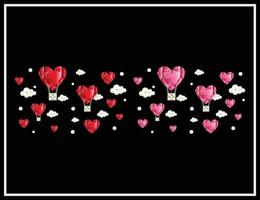 love parachute heart vector set fait de strass de perles et de diamants.