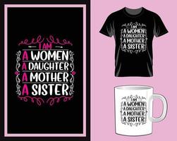 je suis une femme une fille un vecteur de conception de t-shirt et de tasse pour la journée des femmes