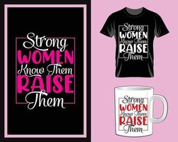 vecteur de conception de t-shirt et tasse de femmes fortes