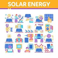 icônes de collection de techniciens de l'énergie solaire définies vecteur