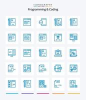 programmation créative et codage pack de 25 icônes bleues telles que le codage. c. développement. appareil. développer vecteur