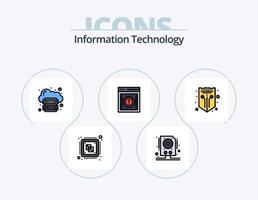ligne de technologie de l'information remplie d'icônes pack 5 conception d'icônes. le mot de passe. lien. stockage. frauduleux. notification vecteur