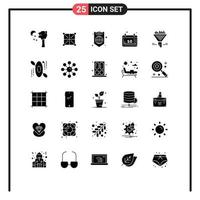 interface mobile glyphe solide ensemble de 25 pictogrammes de données saison mondiale octobre automne éléments de conception vectoriels modifiables vecteur