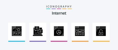 pack d'icônes internet glyph 5 incluant la confidentialité. le navigateur. graphique. site Internet. interface. conception d'icônes créatives vecteur