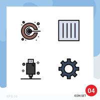 groupe de 4 couleurs plates remplies modernes définies pour la promotion du câble idée goutte à goutte éléments de conception vectoriels modifiables électriques vecteur