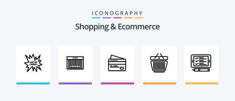 pack d'icônes shopping et ecommerce ligne 5, y compris le paquet. étiqueter. enchères. étiquette de qualité. étiquette de prix. conception d'icônes créatives vecteur